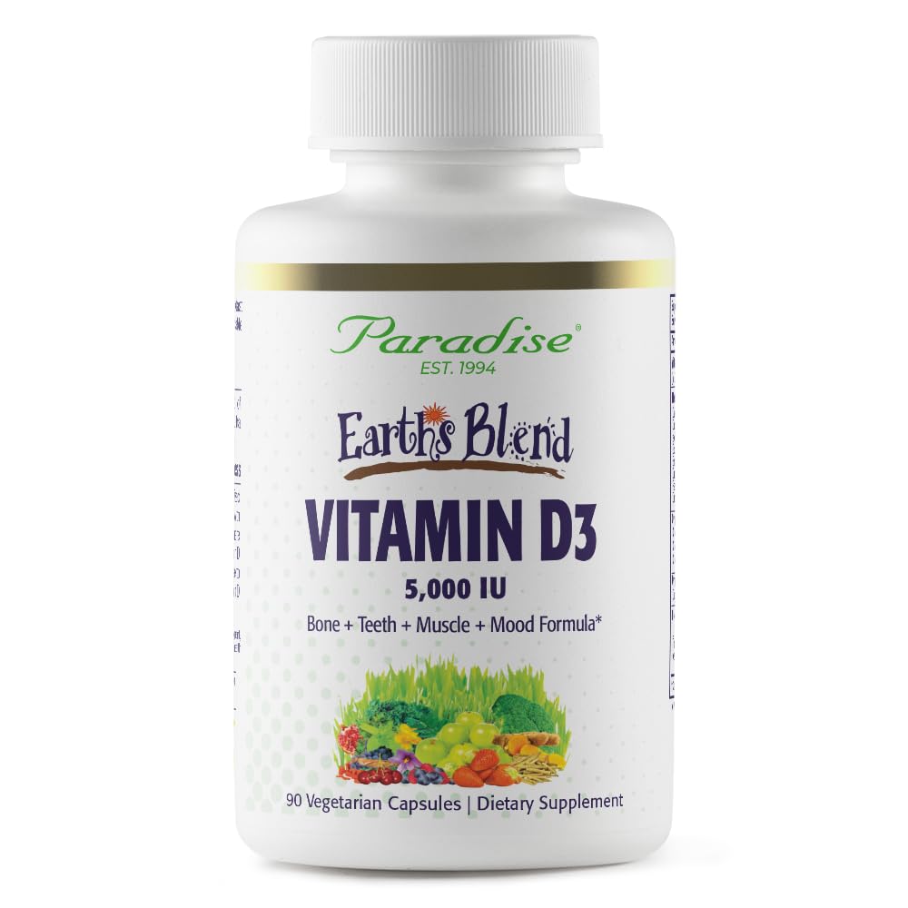 Paradise Herbs Earth's Blend Vitamin D3, Superfoods Base of Probiotics and Organic Alkalizing Greens, Veggies & Berries, 90 Vegetarian Capsules