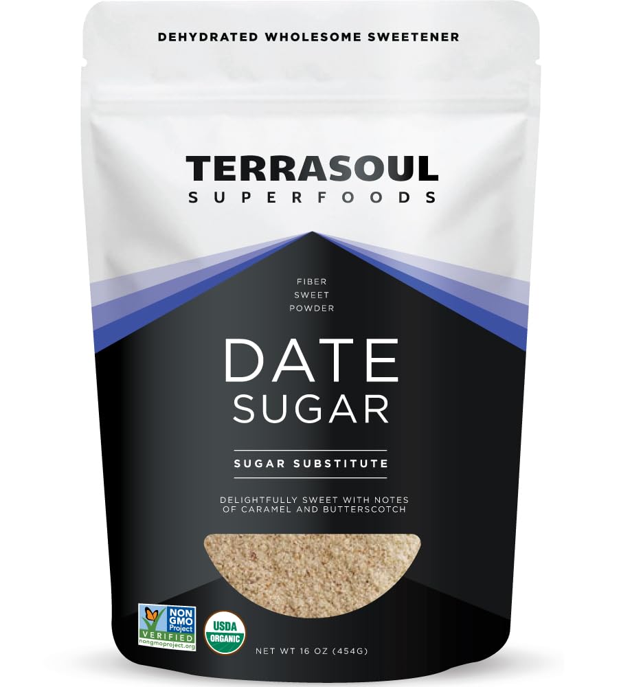 Terrasoul Superfoods Organic Date Sugar, 1 Lb - Low Glycemic | Unrefined | Trace Minerals