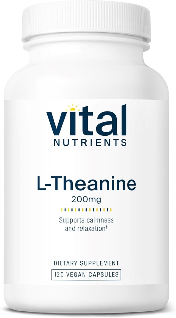 Vital Nutrients L-Theanine 200mg | Vegan Supplement | L Theanine Supplement Supports Normal Stress Levels and Cognitive Function* | Gluten, Dairy and Soy Free | 120 Capsules
