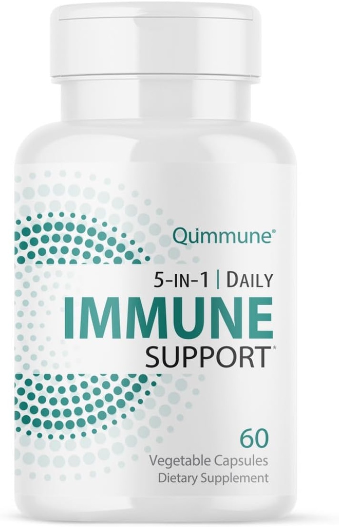 5-in-1 Immune Advanced Support with Quercetin Phytosome, Zinc, Vitamin C, D3, K2 - Immunity and Allergy Supplement with Activated Quercetin - 60 Veg Caps