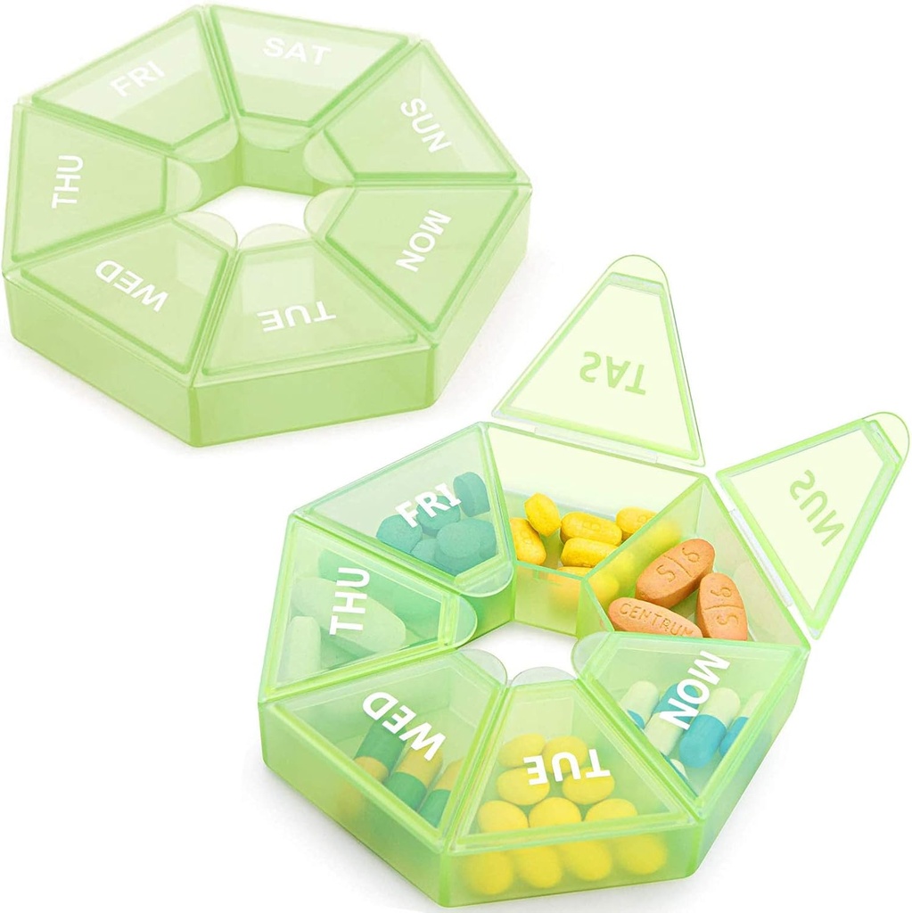 2PCS Weekly Pill Organizer Large 7 Day Pill Box Organizer Daily Medicine Case for Vitamin Fish Oil Pills Supplements Arthritis Friendly