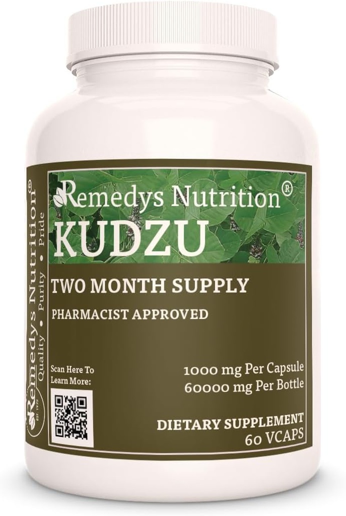 Remedy's nutrition Kudzu Root | 1,000mg, 60 Vegan Capsules Herbal Dietary Supplement | Two Month Supply