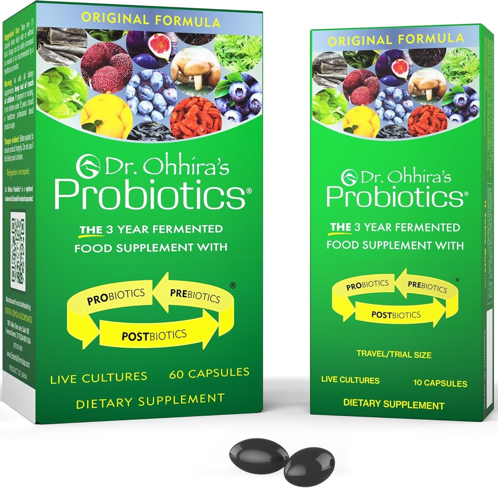 Dr. Ohhira's Probiotics, Original Formula, 60 Caps with Bonus 10 Capsule Travel Pack - 13 Probiotic Strains with Prebiotics and Postbiotics