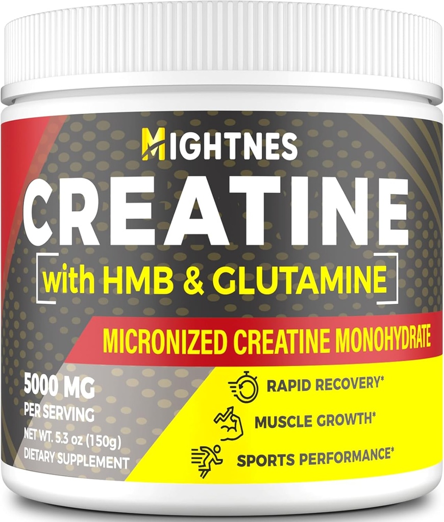Creatine HMB, Creatine Powder for Men & Women, Micronized Creatine Monohydrate for Muscle Growth & Recovery and Increased Strength, Performance, Creatine HMB with Glutamine, Gluten Free, 30 Servings