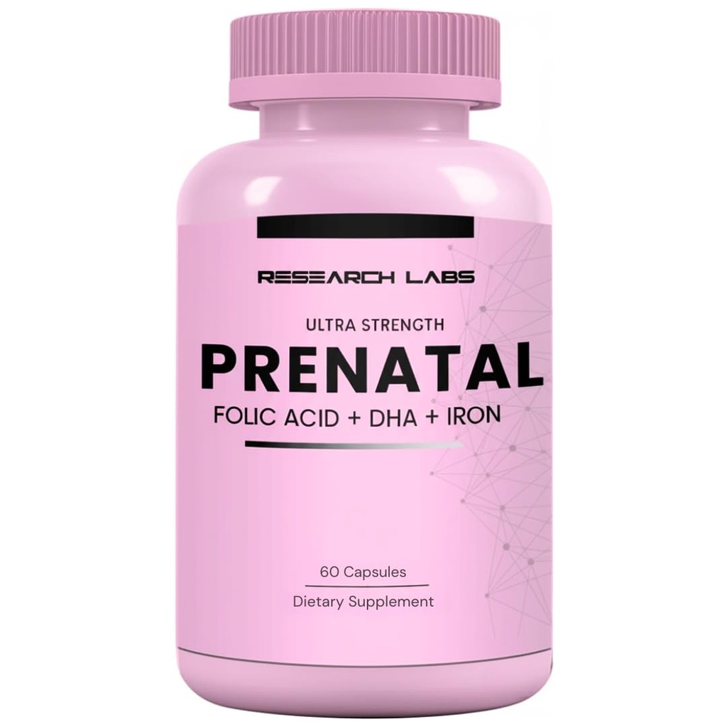Research Labs Prenatal Vitamins for Women: 6X More Bioavailable Methylated Folate Folic Acid MTHF 5 | Supports Brain Development, Healthy Growth