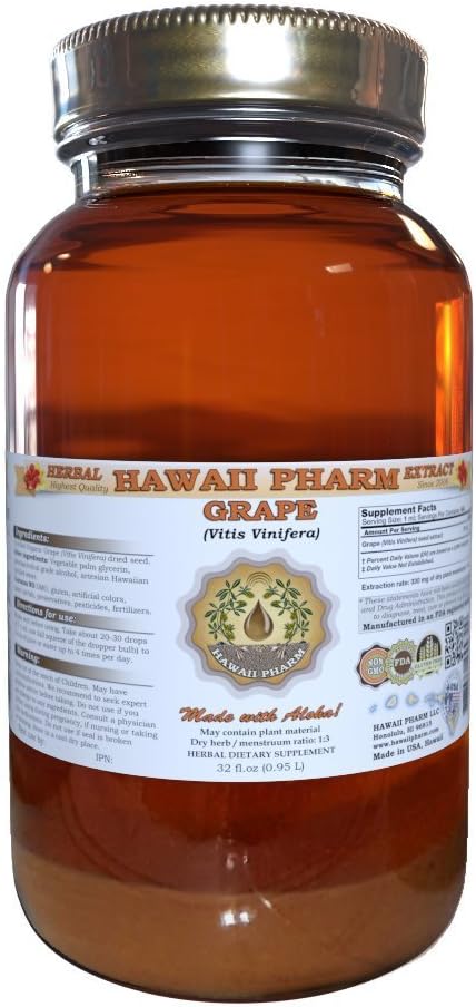 Grape Liquid Extract, Grape (Vitis Vinifera) Seed Tincture Supplement 32 oz Unfiltered