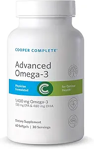 Cooper Complete - Advanced Omega 3 - Fish Oil Supplement, Concentrated EPA + DHA Omega-3 Fatty Acids 1400 mg - 30 Day Supply