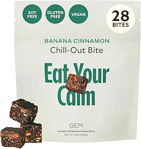 GEM Chill-Out Calm Bite | Supports Calm Mind & Clarity | Magnesium L-Threonate, Golden Chlorella, Lemon Balm | Holistic Non-Habit Forming | Gluten Free, Soy Free, Banana Cinnamon, 28 Servings