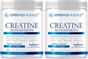 Approved Science Creatine Monohydrate Powder with BioPerine - Workout Support - 120 Servings - 5g Per Serving - Unflavored - Pack of 2 - Non-GMO, Vegan