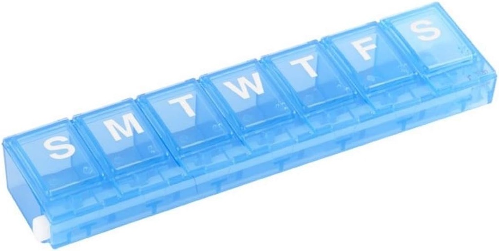 EZY DOSE Weekly (7-Day) Pill Case, Medicine Planner, Vitamin Organizer, Small Locking Compartments to Secure Prescription Medication and Prevent Accidental Spilling, Color May Vary, BPA Free