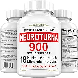 Neuropathy Support Nerve Supplement with 900 mg Pure Alpha Lipoic Acid - Maximum Strength Formula, Fortify Nerves in Fingers, Hands, Toes, & Feet - Best Peripheral Relief Support - 180 Capsules
