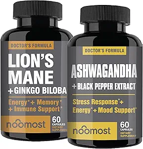 NooMost Lions Mane and Ashwagandha with Gingko Biloba and Black Pepper