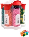 Extra Large Pill Organizer Daily, Weekly, Monthly Supplement Bottle, Cute Blossom Pill Dispenser with 7 XL Compartments, Easy-Open Pill Box for Vitamins, Medications, Labels Included (Red)