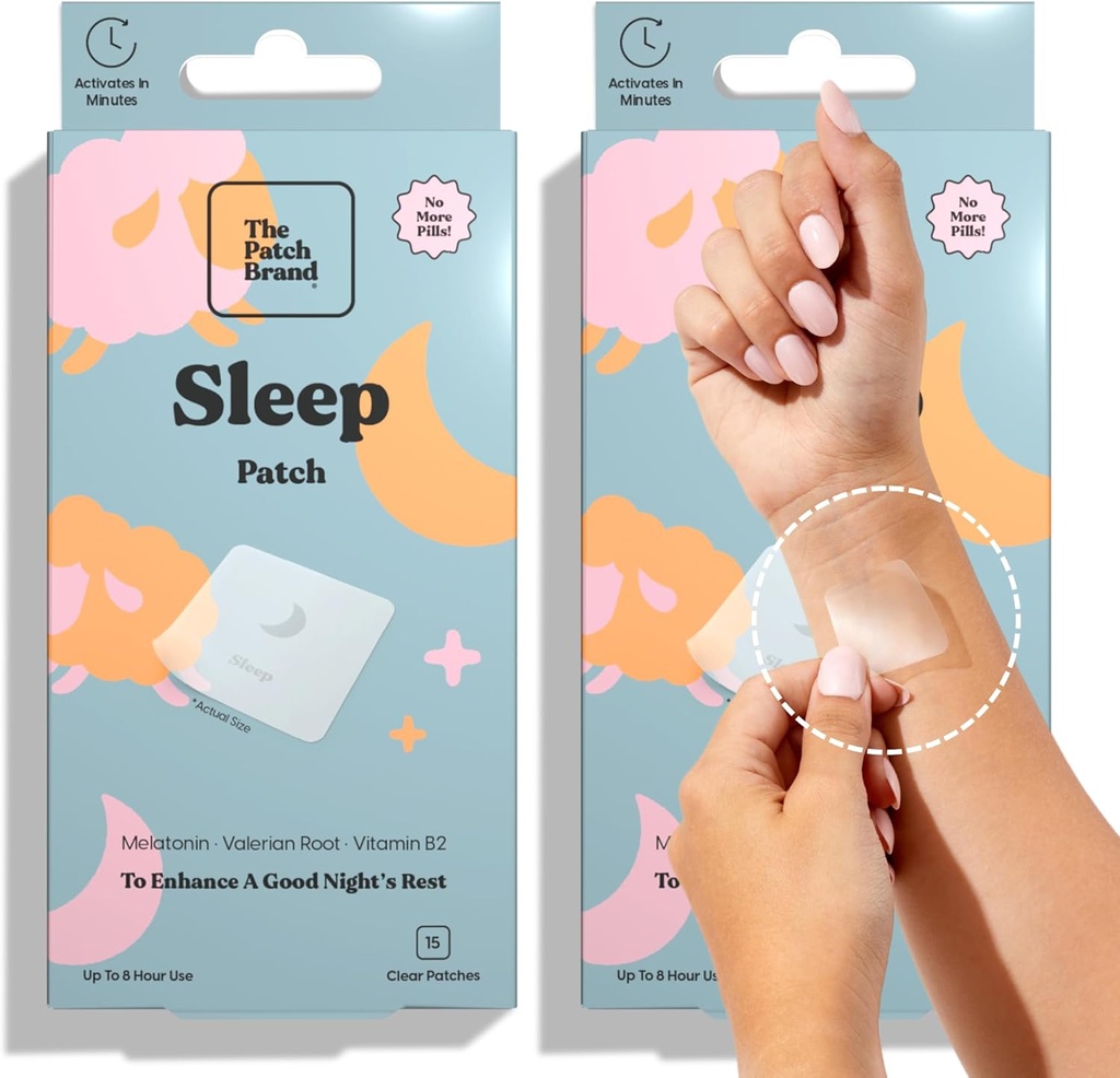 The Patch Brand Sleep Patches | Support Restful Sleep with Melatonin, Valerian Root & B6 | All Natural Vitamins & Mineral Patch Plant Based and Cruelty Free Water Resistant Patches That Last All Night
