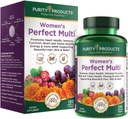 Purity Products Women’s Perfect Multi Balanced Multivitamin - Supports Urinary Tract Health, Immune, Bone + Muscle, Hair, Skin, Nails, an Elite Probiotic for Digestive Health + More - 120 Tablets