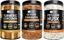 PURE ORIGINAL INGREDIENTS Ceylon Cinnamon, Psyllium Husk, and Turmeric Capsule Bundle (730 Capsules Each), No Magnesium or Rice Fillers