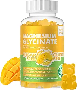 90 CT Magnesium Glycinate Gummies 1000mg - Sugar Free Magnesium Potassium Supplement with Vitamin D, B6, CoQ10 for Calm Mood & Sleep Support - 90 Orange Gummies.