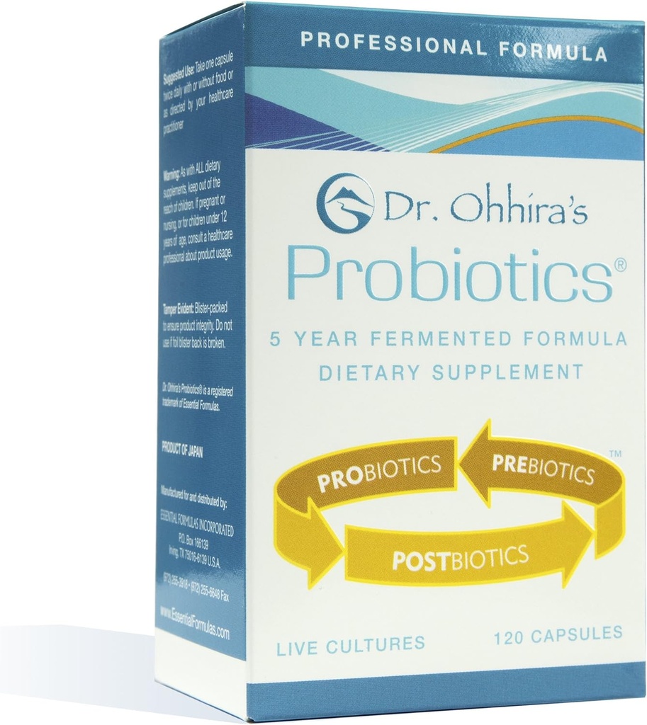 Dr. Ohhira’s Probiotics Professional Formula with 5 Year Fermented Prebiotics, Live Active Probiotics and The only Product with Postbiotic Metabolites, 120 Capsules