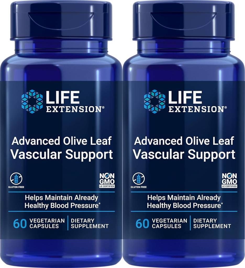 Life Extension Advanced Olive Leaf Vascular Support, 60 Vegetarian Capsules (Pack of 2)