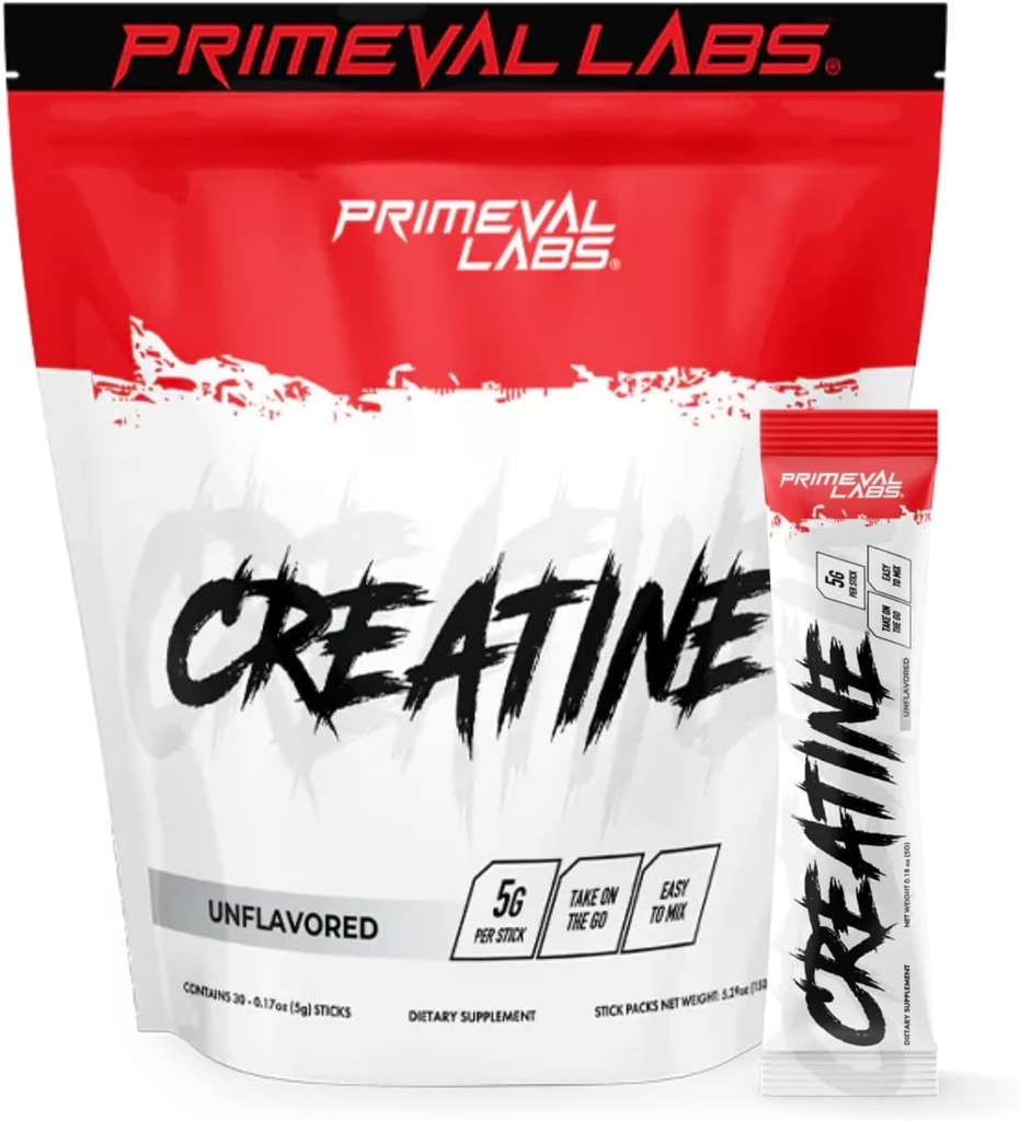 Primeval Labs Clean Creatine Monohydrate Powder | Powder for Muscle Strength & Recovery | Workout Supplement for Men & Women | Unflavored | 30 Servings