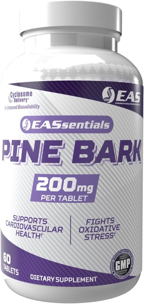 EAS Experimental and Applied Sciences Pine Bark 200mg | Boost Antioxidant Abilities, Support Immune System, Improve Training Recovery | Better Absorption with Cyclosome Delivery | 60 Tablets