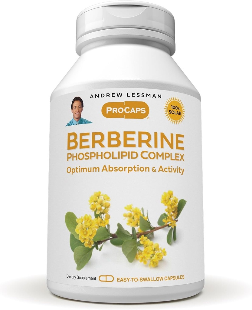ANDREW LESSMAN Berberine Phospholipid Complex 30 Capsules - Barberry Root Extract. Small Easy to Swallow Capsules