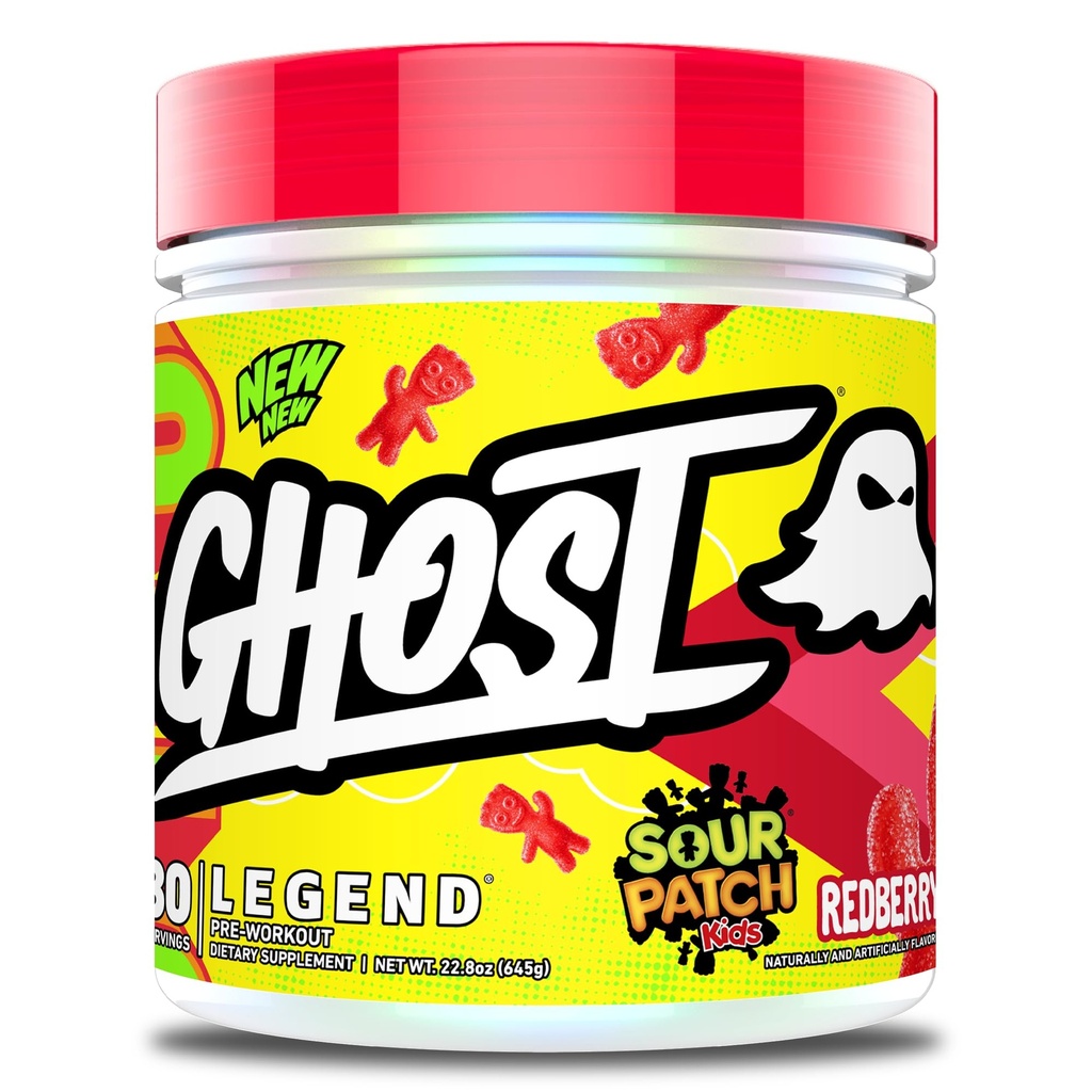 GHOST Legend Pre-Workout Powder, Sour Patch Kids Redberry - 30 Servings – Pre-Workout for Men & Women with Choline, L-Citrulline, & Beta Alanine for Energy & Focus