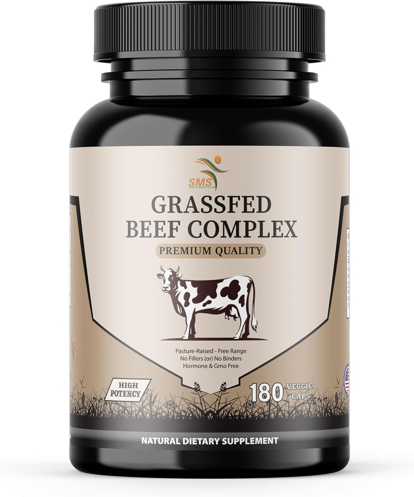 Beef Organ Supplement - Grass Fed & Pasture Raised - Total Body Wellness & Performance, Organ Complex with 3000mg of Desiccated Beef Liver, Heart, Kidney, Pancreas, Spleen (180 Capsules)