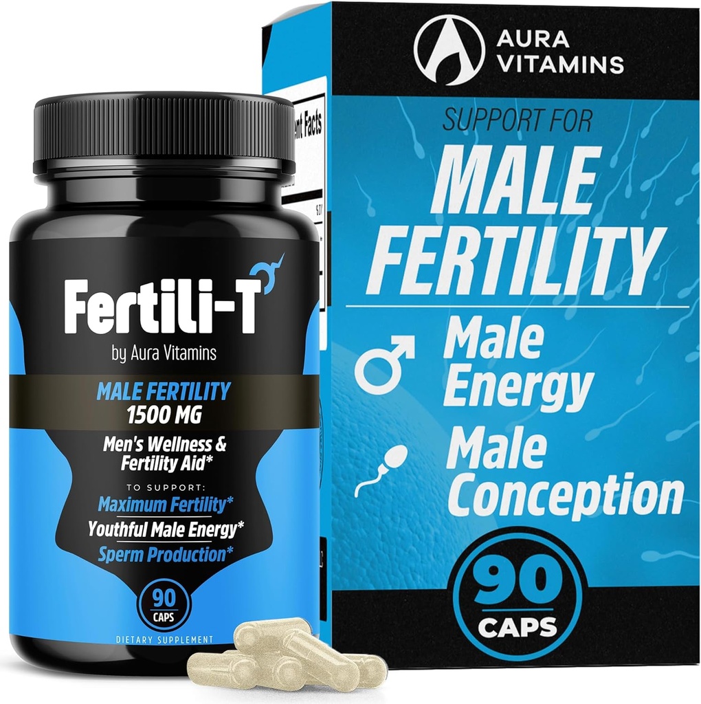 Fertili-T Man Male Fertility Support | 1500 MG | 90 Capsules | Boosts Sperm Health, Energy & Wellness | Optimizes Natural Fertility | Easy-to-Swallow (1)