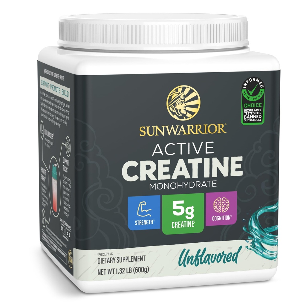 Sunwarrior Creatine Monohydrate Powder Micronized PreWorkout Recovery Supplement | Support Muscle Building Strength Training Cognition | Vegan & Keto Friendly Bulk Size (120 Servings) Unflavored
