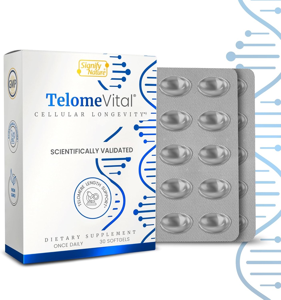 TelomeVital® - Telomere & NAD Supplement Support | Telomere Support Polyphenols Complex w/ Quercetin & Oleuropein | CELLULAR LONGEVITY ACTIVATOR Anti Aging Supplement | Telomere Supplements