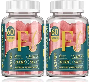 Biotin Gummies -Hair Skin and Nails Vitamins for Men & Women, Vegan Vitamin B7, Supports Hair Growth and Stronger Nails,60 Day Supply-Raspberry-2 Pack
