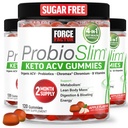 Force Factor ProbioSlim Apple Cider Vinegar Gummies, Keto ACV Gummies with LactoSpore Probiotics & Prebiotics to Support Digestion, Metabolism & Immune Health, 1 Net Carb, Organic, Apple Flavor, 360ct