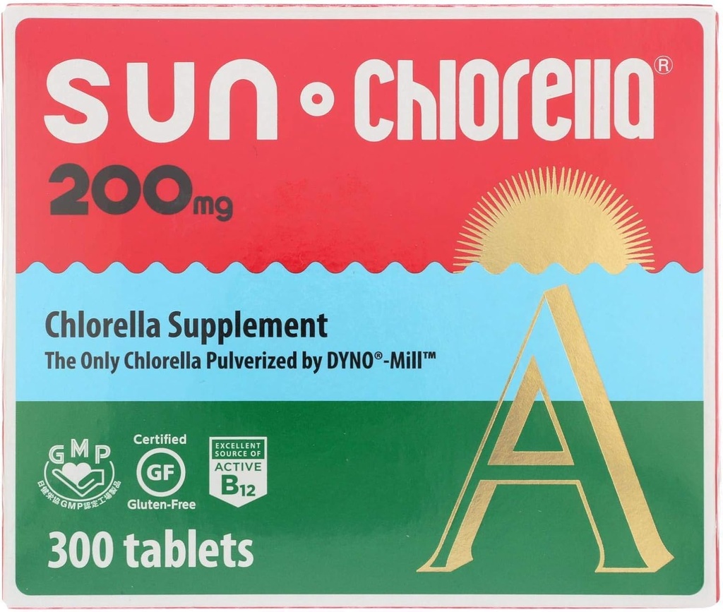 SUN CHLORELLA - Chlorella Supplement, Vitamin-Enriched and Vegan-Friendly Tablets (200 Mg - 300 ct)