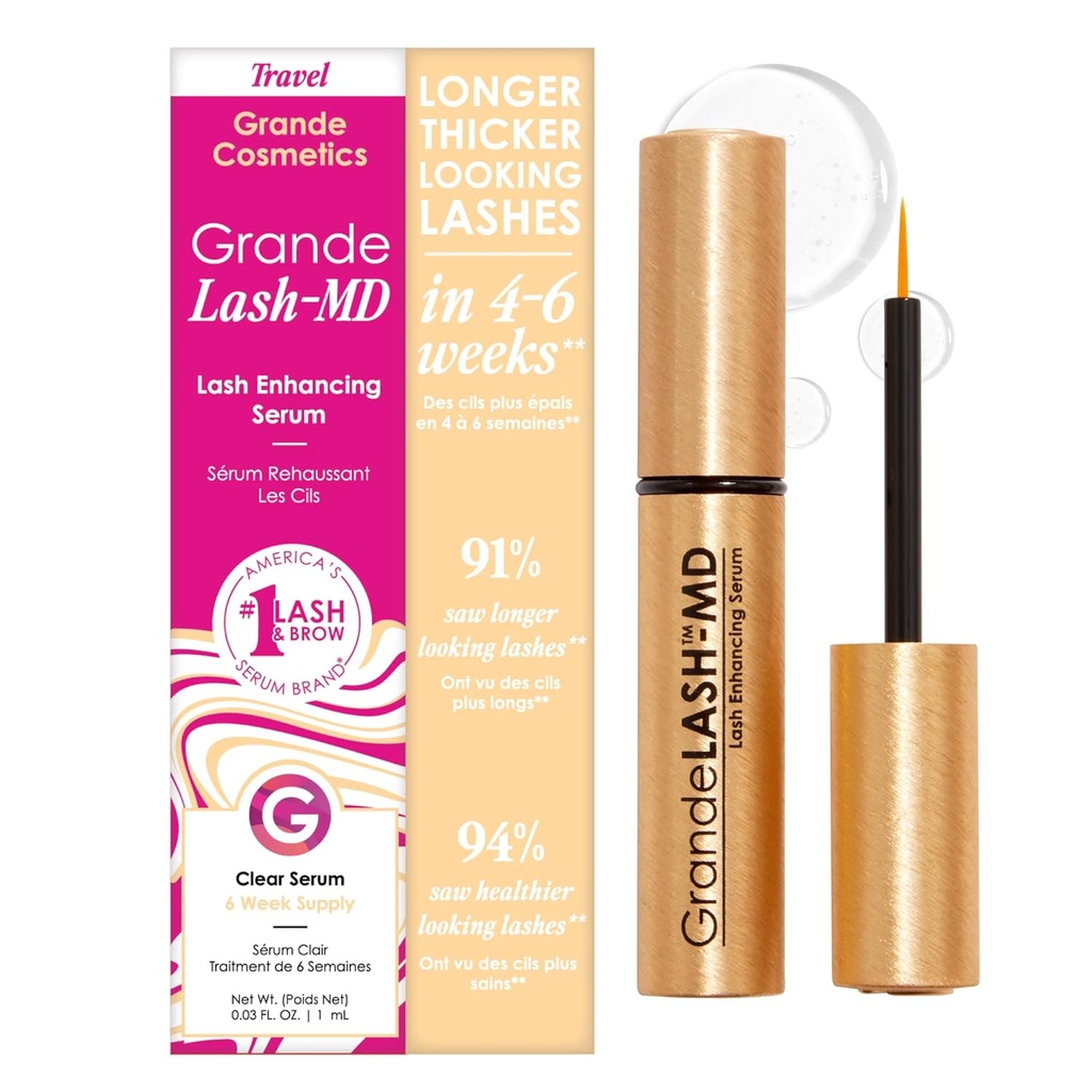 Grande Cosmetics GrandeLASH-MD Lash Enhancing Serum - Peptide & Vitamin Infused Formula for Longer, Thicker, Fuller Looking Lashes - Ophthalmologist Tested, Cruelty-Free