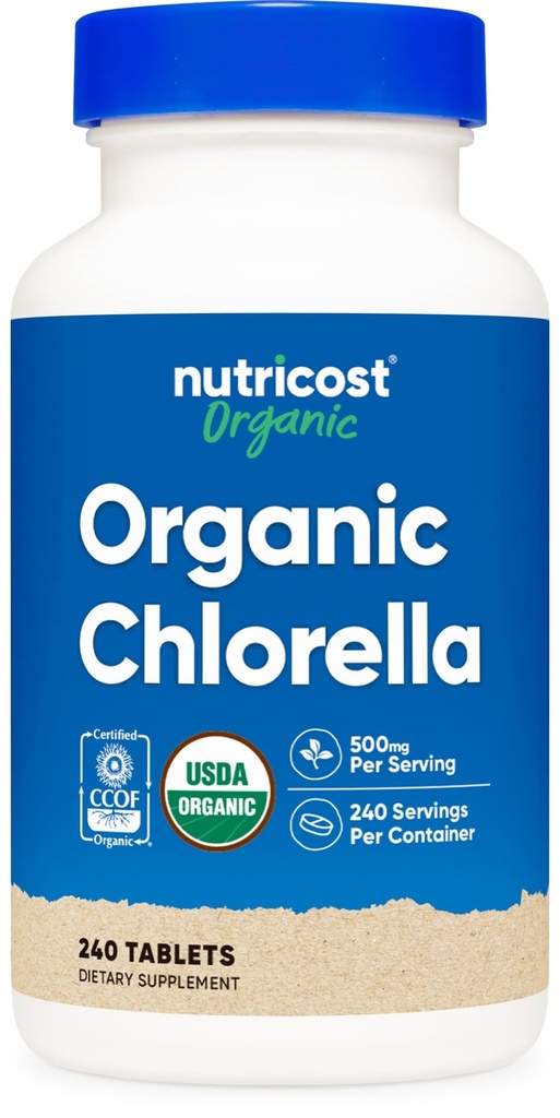 Nutricost Organic Chlorella 500mg, 240 Tablets - Gluten Free, Non-GMO
