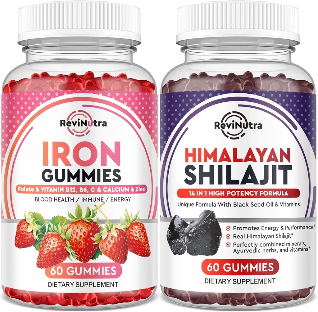 Iron Gummies Supplement for Adults & Kids | Shilajit Himalayan Gummies | Bundle