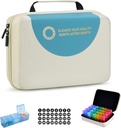 Drop-Proof Monthly Pill Organizer 3 Times A Day, 30 Day Travel Pill Box Organizer with 32 Daily Compartments, Medicine Organizer Box for Vitamin, Fish Oil, Supplement (Beige)