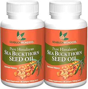 SEABUCKWONDERS Sea Buckthorn Seed Oil, Made with Organic Sea Buckthorn, 60 Count Softgels (Pack of 2)