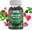 YumVs Prenatal Gummies for Women - Prenatal Vitamins for Women with Folic Acid, Iron & Choline - Vegetarian & Kosher Pregnancy Vitamins - Womens Prenatal Multivitamin with A C D3 E B6 B12 (60 Count)