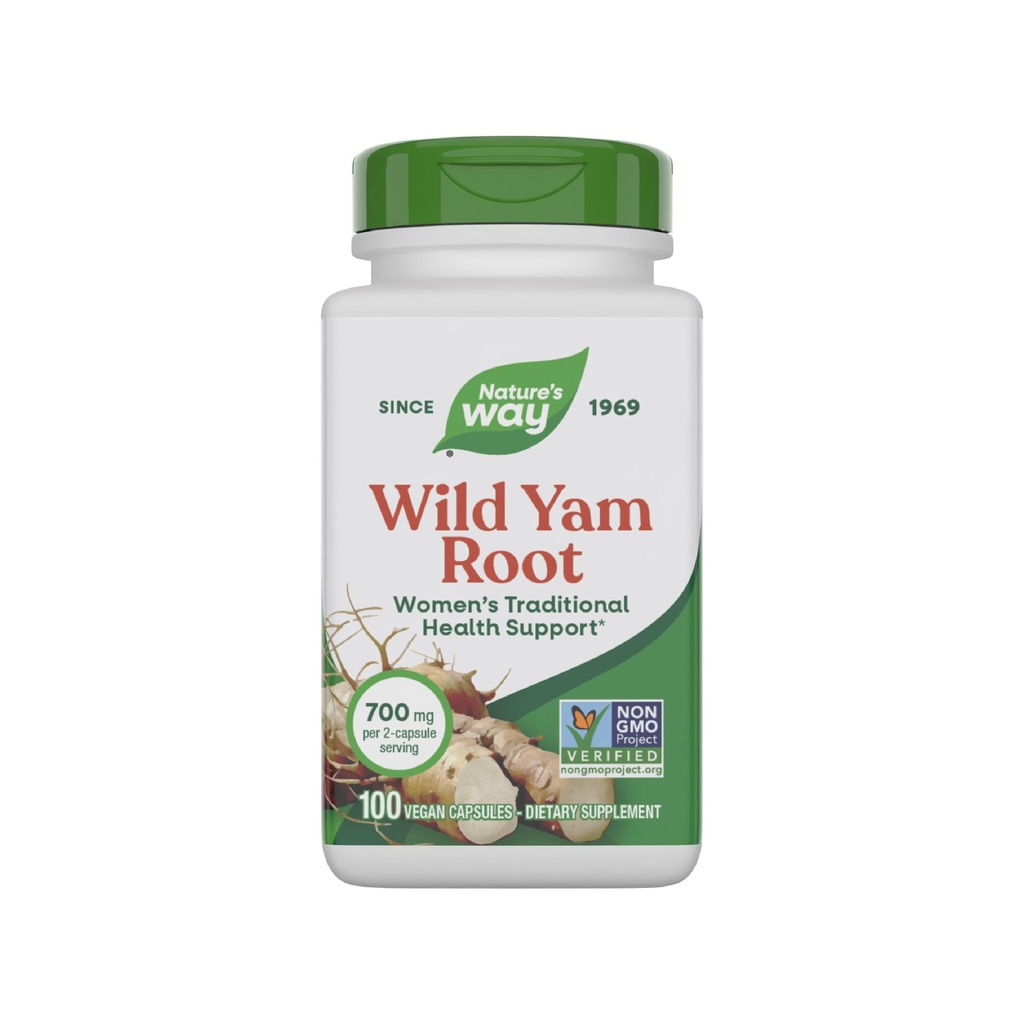 Nature's Way Wild Yam Root Capsules, Women's Traditional Health Support*, 700 mg per 2-Capsule Serving, Non-GMO Project Verified, 100 Vegan Capsules (Packaging May Vary)