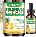Selenium Liquid Drops, 200mcg Liquid Selenium Supplement with Vitamin C & Zinc, Support for Immune System, Antioxidant & Heart Health, High Absorption, Pineapple Flavor, 2 Fl Oz