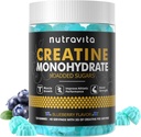 Nutravita Creatine Monohydrate Gummies for Men & Women-5g of Creatine Monohydrate per Serving - Sugar Free,Vegan, Blueberry Flavor, 120 Count
