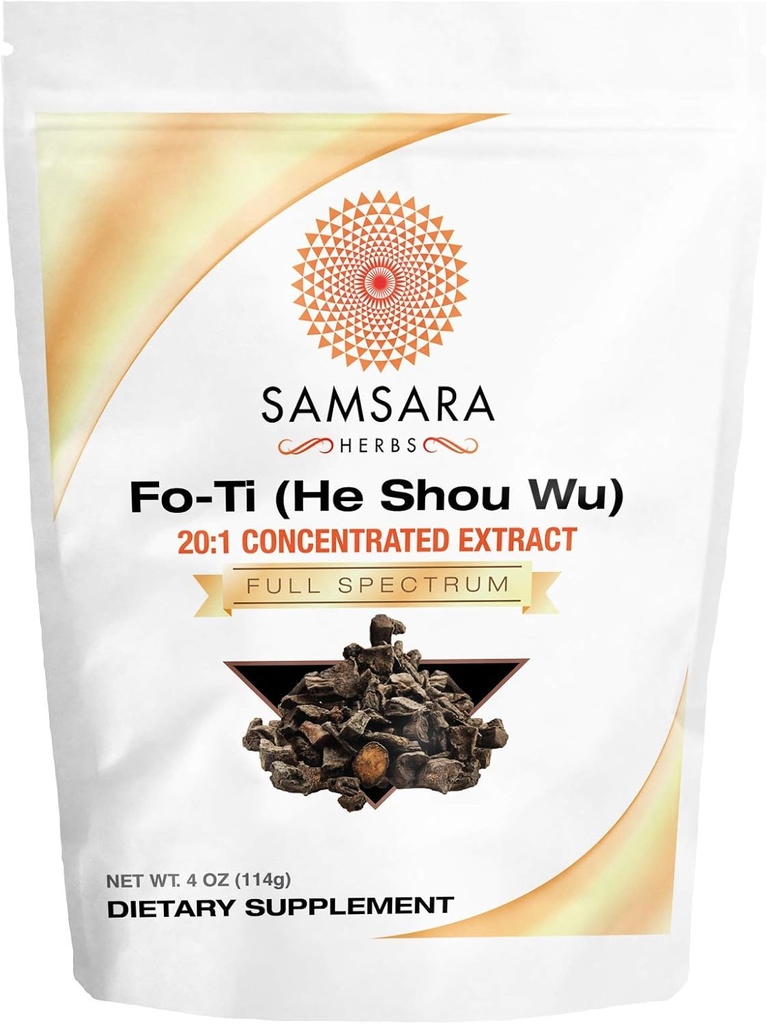 Samsara Herbs Fo-Ti Extract Powder (4oz/114g) (He Shou Wu) - 20:1 Concentrated Extract, Prepared