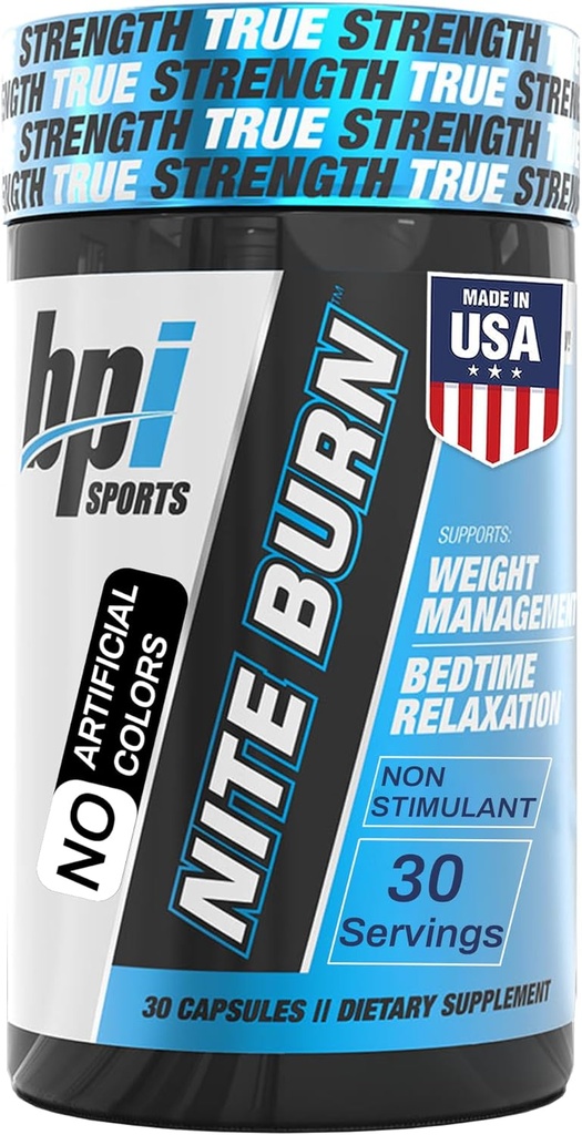 BPI Sports Nite Burn Fat Burner for Women & Men - Bed Time Fat Burner & Sleep Support – Nighttime Relaxation & Metabolism Booster – Keto Friendly, Weight Loss – 30 Servings – 640mg, Capsules