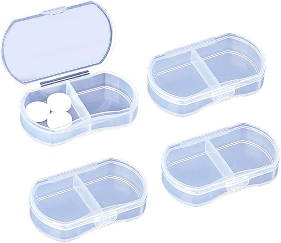4PCS Pill Case for Purse Small Pill Organizer Portable Travel Daily Pill Containers AM & PM Mini Pill Box Vitamin, Fish Oil, Supplement Holder
