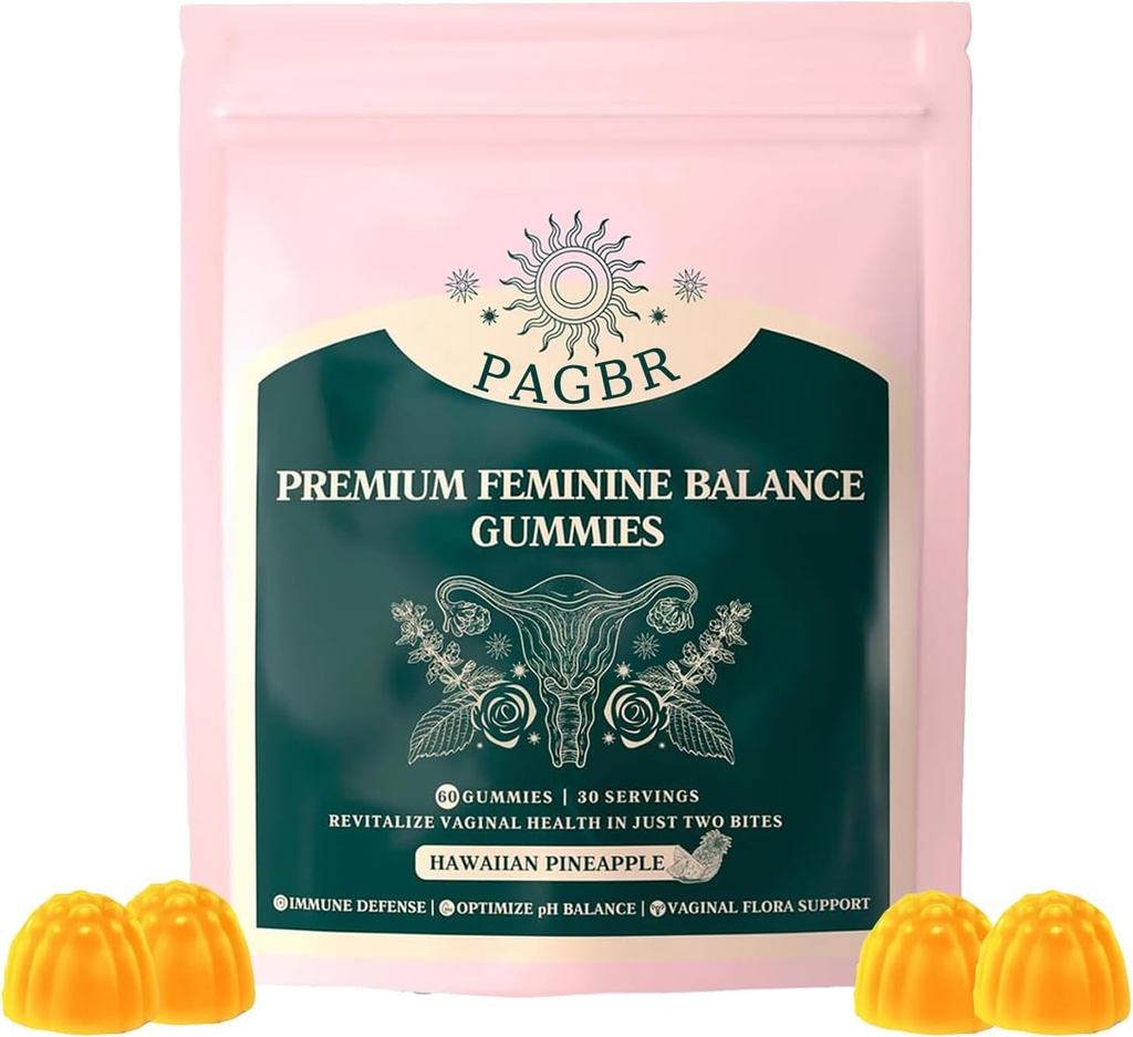 Vital Source Premium Feminine Balance Pineapple Gummies for Women’s Health & Wellness Hawaiian,Improve Immune,Vegan, Gluten-Free & Halal,60 Gummies - 30 Day Supply (1)