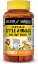 MASON NATURAL Chewable Little Animals Multivitamins for Kids - Children's Daily Multivitamin with Vitamin A, C, D, B1, B2, B3, B6, B12, and Folate - 60 Animal Shaped Chewable Tablets