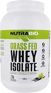 NutraBio Grass Fed Whey Isolate Protein Powder - 25G of Protein Per Scoop - Sugar Free Natural Lean Muscle Protein Supplement - Vanilla - 2 Pounds, 29 Servings