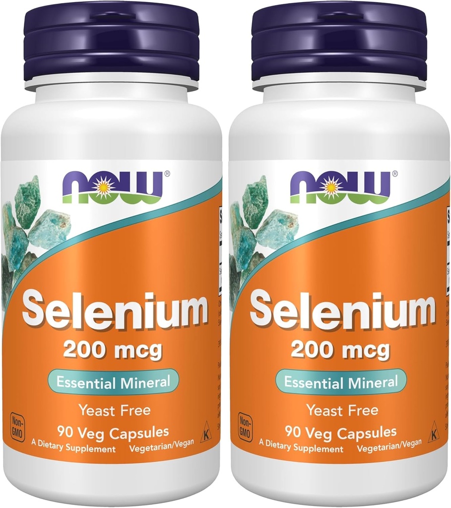 NOW Supplements, Selenium (L-Selenomethionine) 200 mcg, Essential Mineral*, 90 Veg Capsules (Pack of 2)